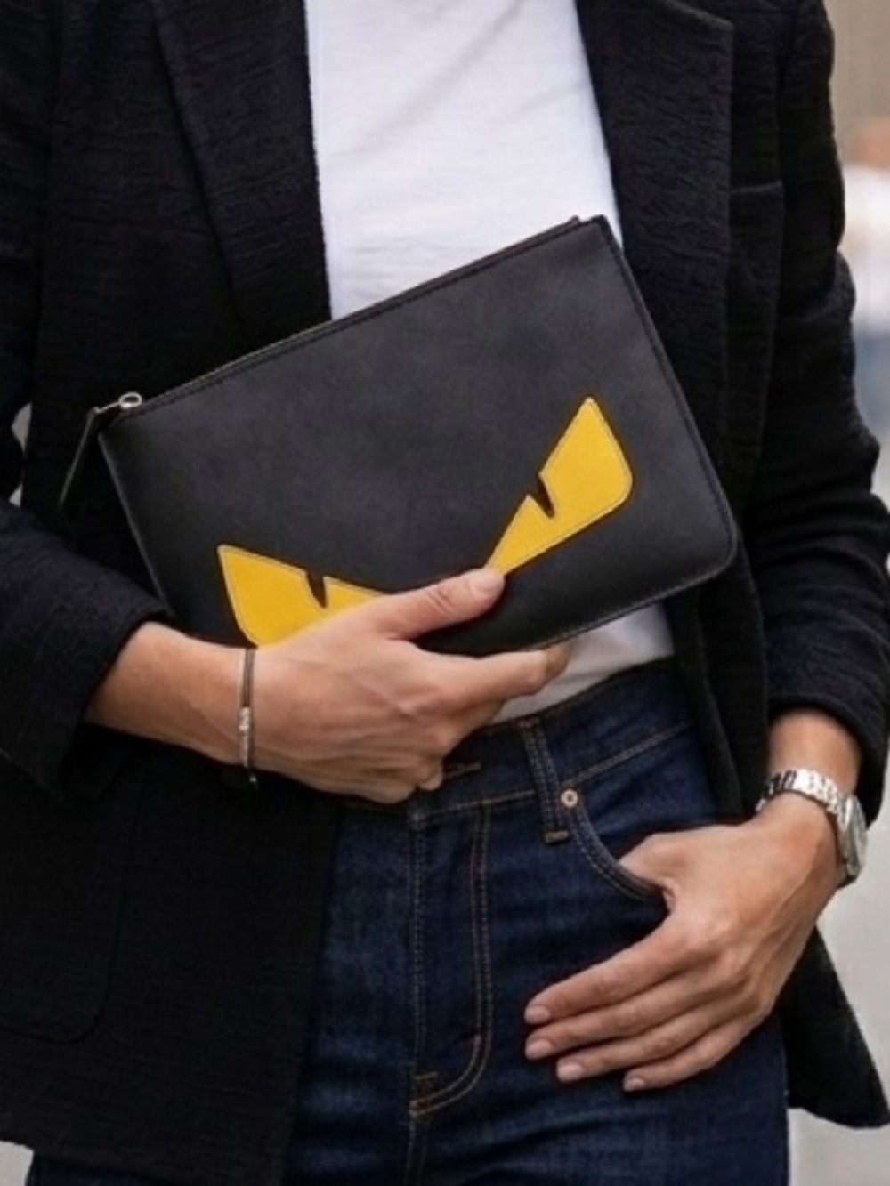 Iconic “Monster Eyes” 👀 🖤 💛 Clutch / Pouch